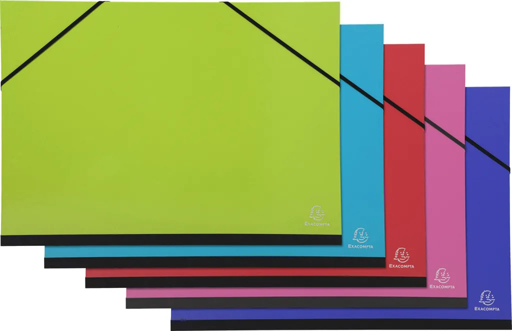 Exacompta 25729E Lot de 5 Cartons à dessins A3 avec élastiques assortis