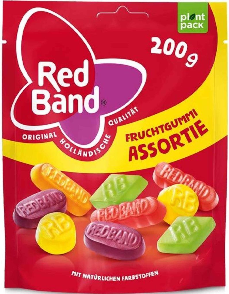 Red Band Fruitgummie Assortiment, staand zakje, 200g Productafbeelding 