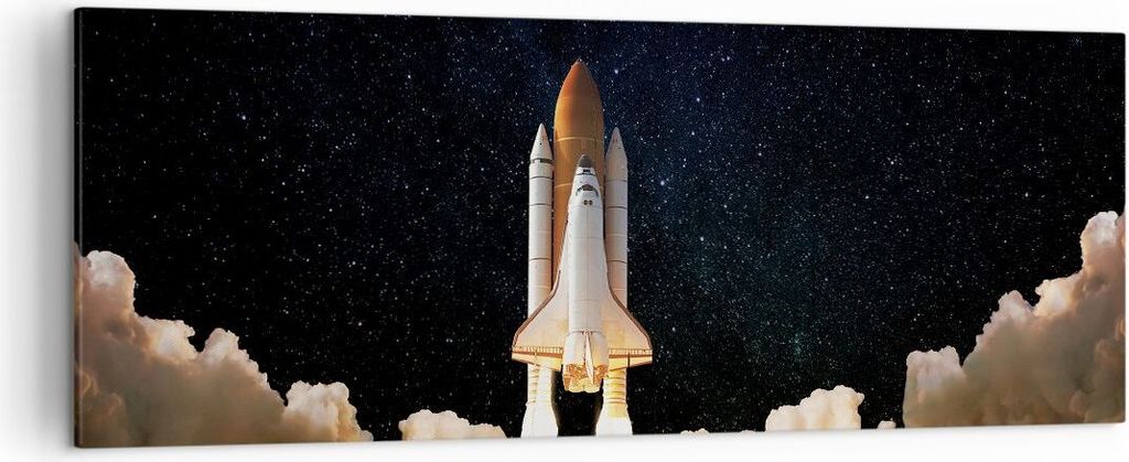 Bild auf Leinwand - Leinwandbild - Einteilig - Abheben Rakete Kosmos - 140x50cm - Wand Bild - Wanddeko - Wandbilder - Leinwanddruck - Bilder - Wand...