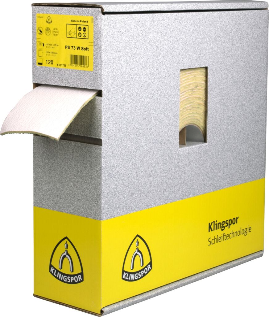 Klingspor PS 73 BWF Rollen wirkstoffbeschichtet, 115 x 25000 mm Korn 400 140PERF