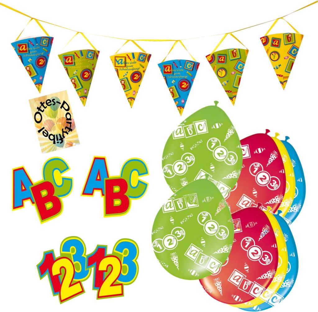 Schulanfang Schuleinführung Luftballons Girlande Konfetti Dekoset