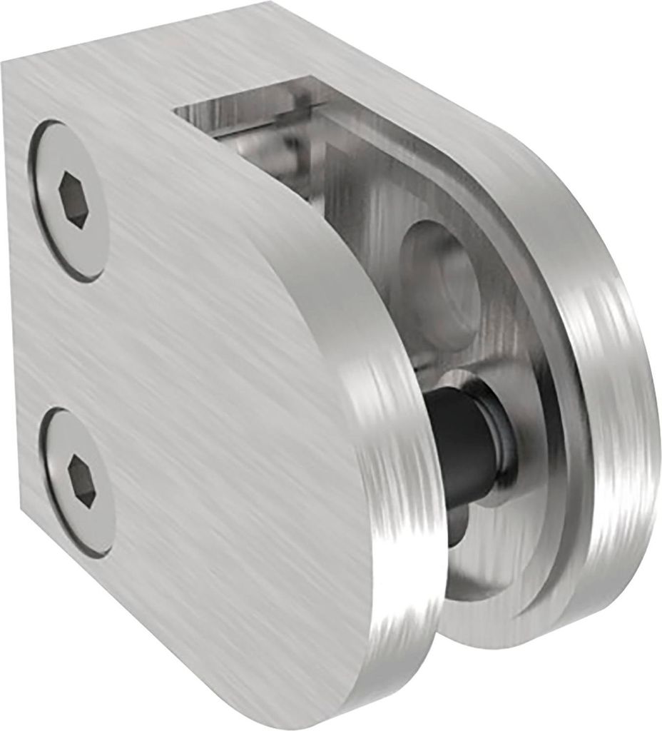 ECONOMY Glasklemmbeschlag f. Vierkantrohr, rund, für Glas o. Blech,Edelstahl V2A