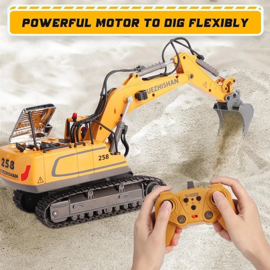Pelleteuse RC rechargeable avec bras mobile, jouet de construction sonore - 6