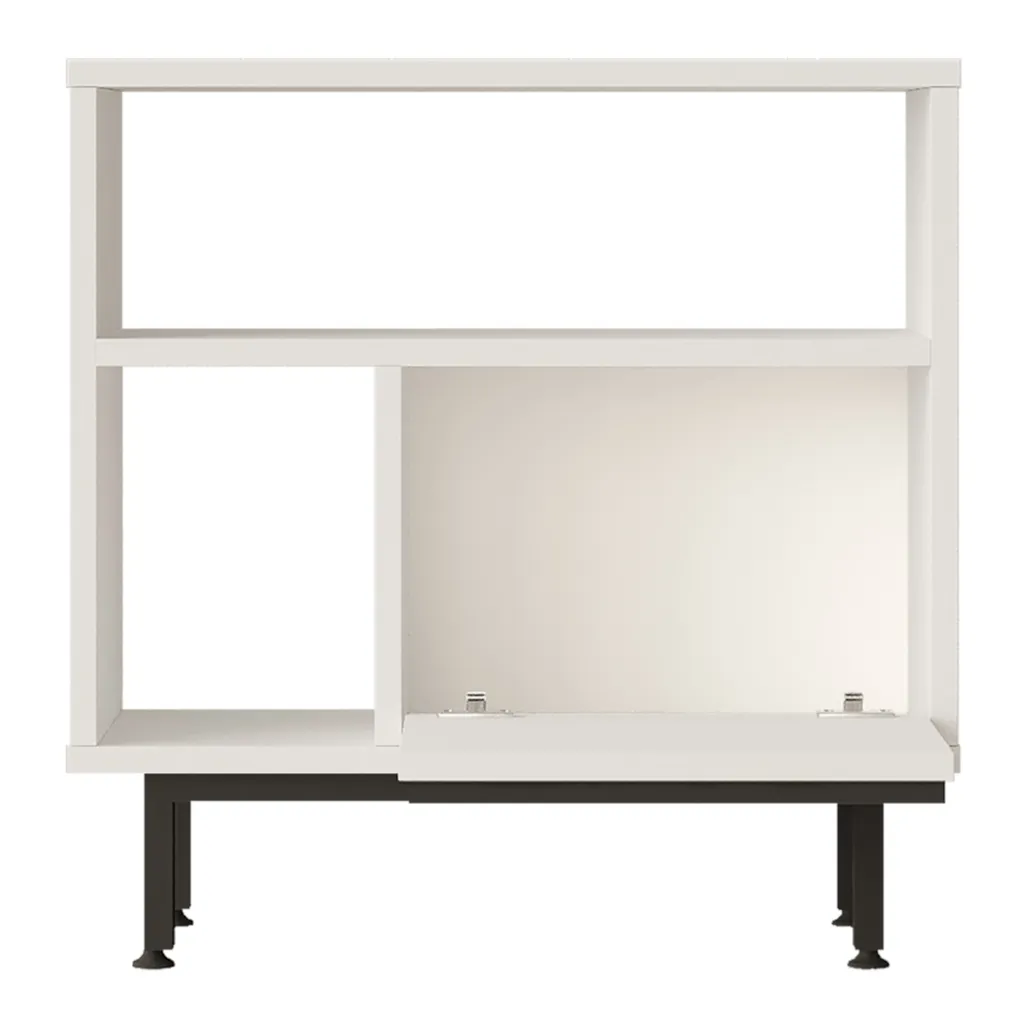 Table d'appoint Vesanto avec porte rabattable 60x60x26 cm - Blanc Mat