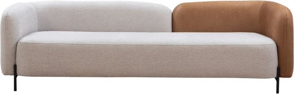 Casa Padrino Luxus Sofa Hellgrau / Braun / Schwarz 255 x 90 x H. 70 cm - Wohnzimmer Sofa - Wohnzimmer Möbel - Luxus Möbel - Luxus Einrichtung