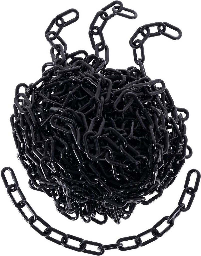 TIBU Absperrkette Kunststoff Warnkette Kunststoffkette 8 mm Stärke - Schwarz - Länge 100 cm - witterungsbeständig und stabil