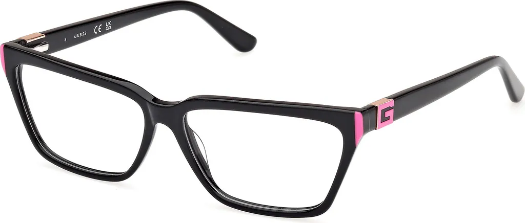 Monture de lunettes de vue Guess noire brillante pour femme GU50145