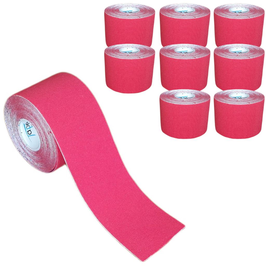 9 Rollen - Tapefactory24 Getting Started Kinesiologie Tape 5cm x 5m - rot, Tapes Taping Klebeband Tapeverband Bandage wasserfest