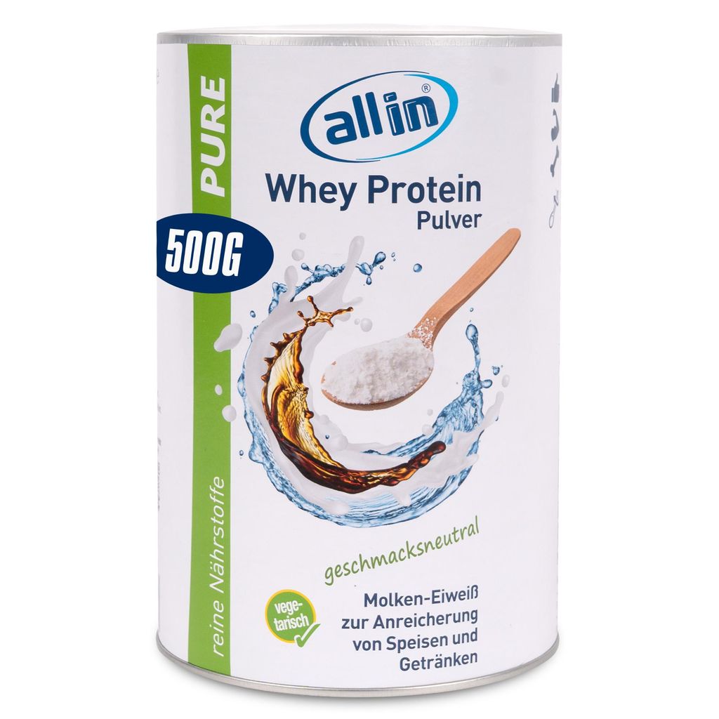 all in® PURE Whey Protein Pulver | geschmacksneutral | 500 Produktbild 