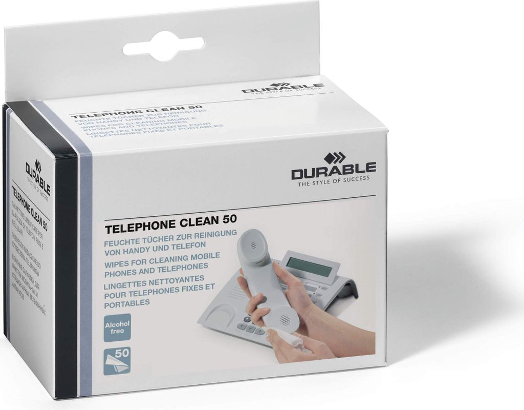 DURABLE ?istící ubrousky TELEPHONE CLEAN 50, bílá, 578502, Obrázek produktu 