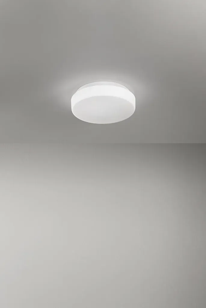 Plafonnier LED design pour salon et chambre verre blanc Ø 30 cm