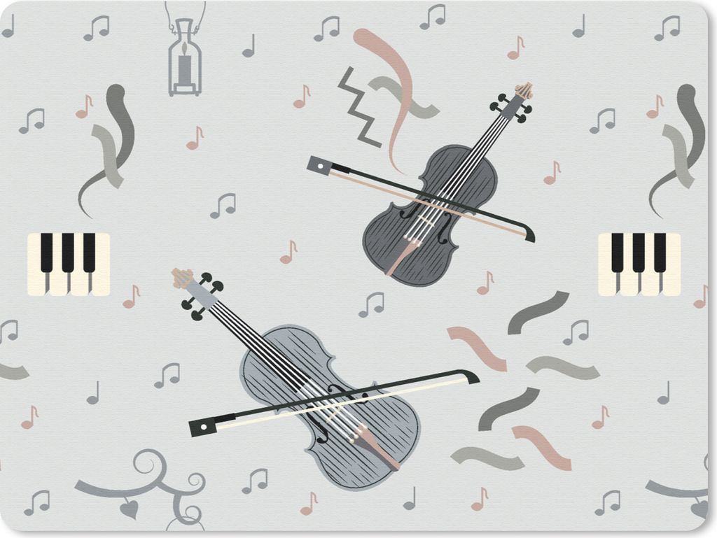 MuchoWow Mauspad Mousepad Muster - Musik - Geige 23x19 cm - Mousepads - Maus Mat - Pad - Mausunterlage - Schreibtischunterlage - Mauspad