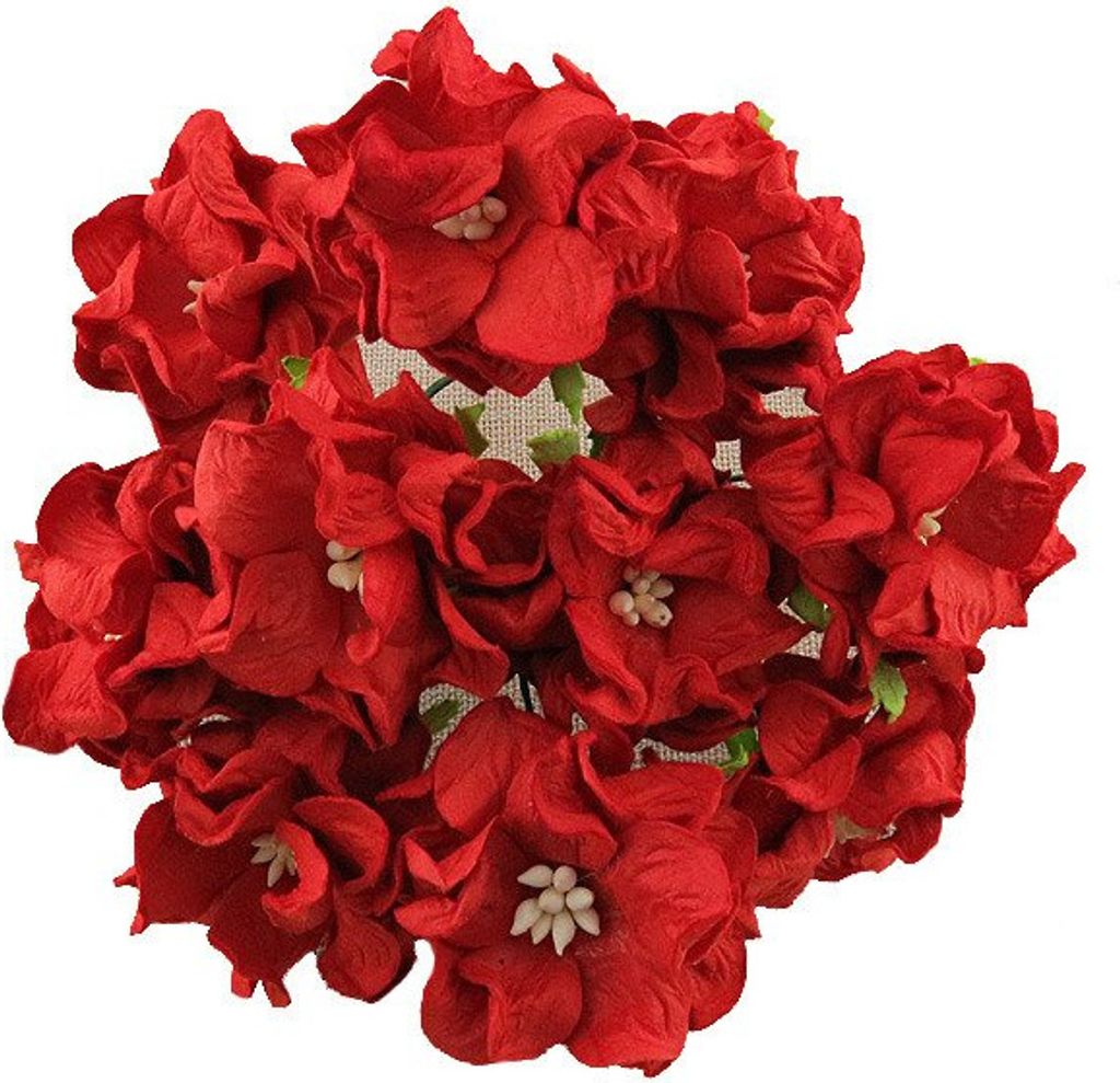 GARDENIEN 35 mm 25Stk Scrapbooking Maulbeerpapier Blumen Flowers, rot