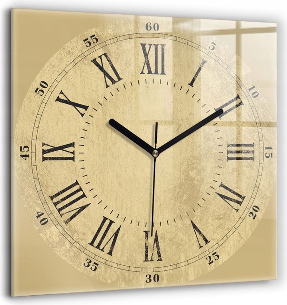 Uhr Bild Glas Hängen Stille Klassisch Braun Römische Ziffern 60x60