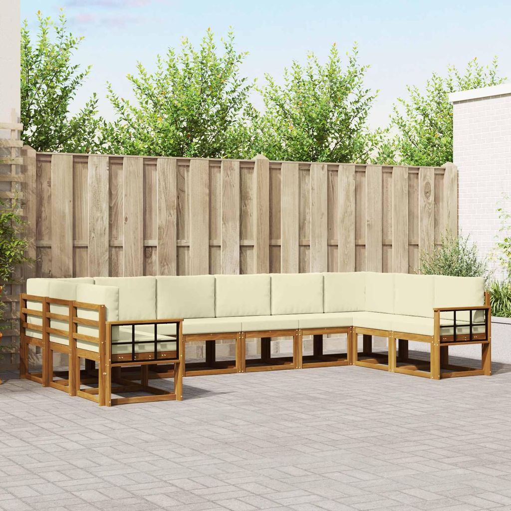 "SALE 2026"Outdoor-Sofagarnitur - CLORIS - Balkonmöbe/Sitzgruppe - mit Kissen 10 pcs - Moderne Design - Natur und Creme - Gartensofas NeuMöbel375626