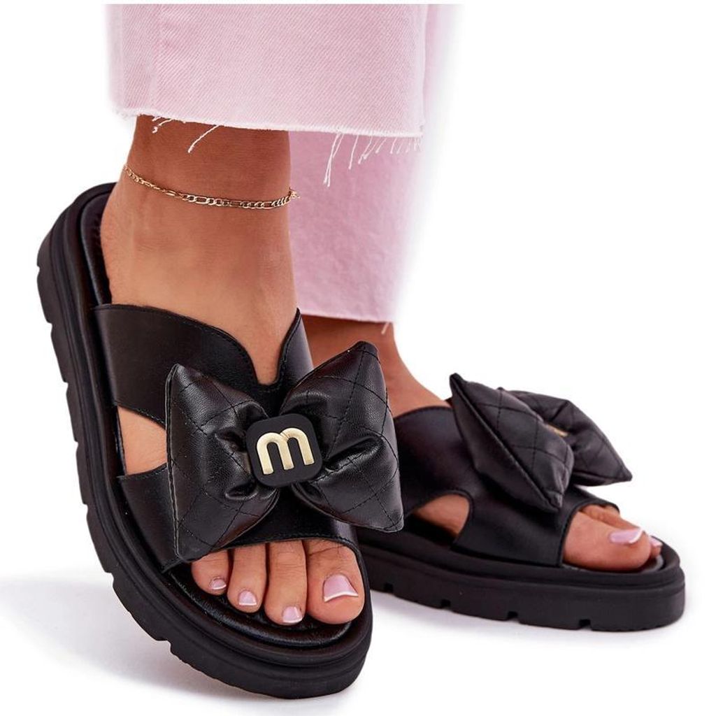 Damen-Ledersandalen auf Plattform mit Schleife CheBello 4647 schwarz 39