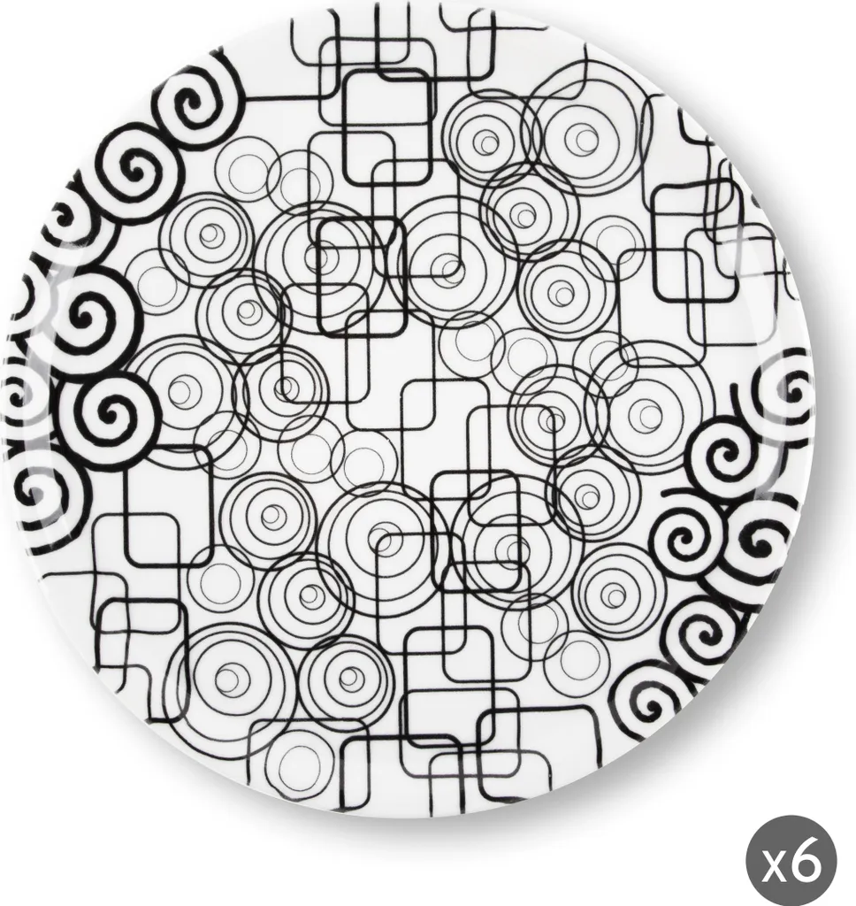 Excelsa Set Von 6 Pizzateller Magic Black Porzellan 31,5X2 Cm Bunt