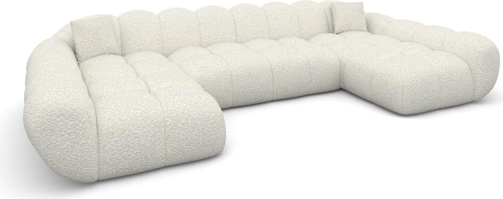 Bouclé U-Form XXL Wohnlandschaft Studio Liva Weiß