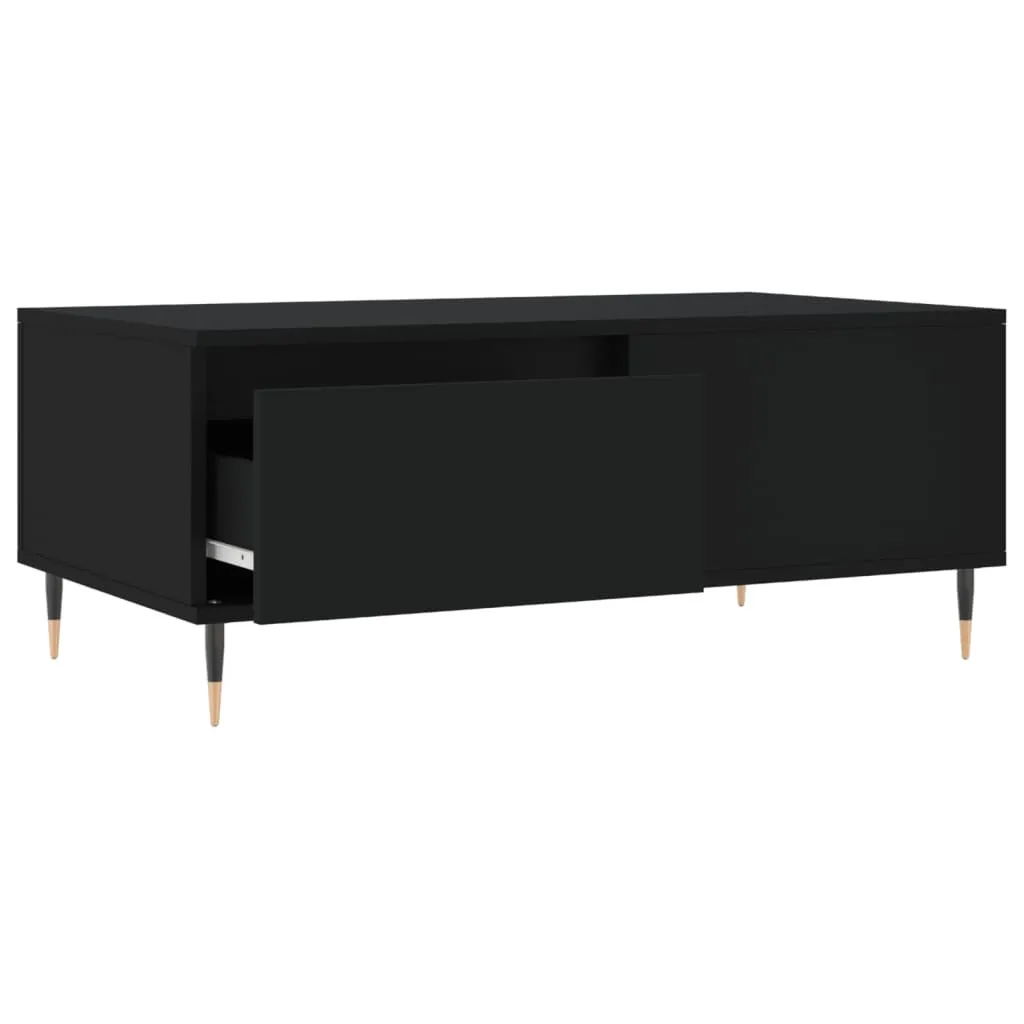 Tavolino Basso Nero SYFAX™ 90x50 cm - Stile Industriale con Cassetto