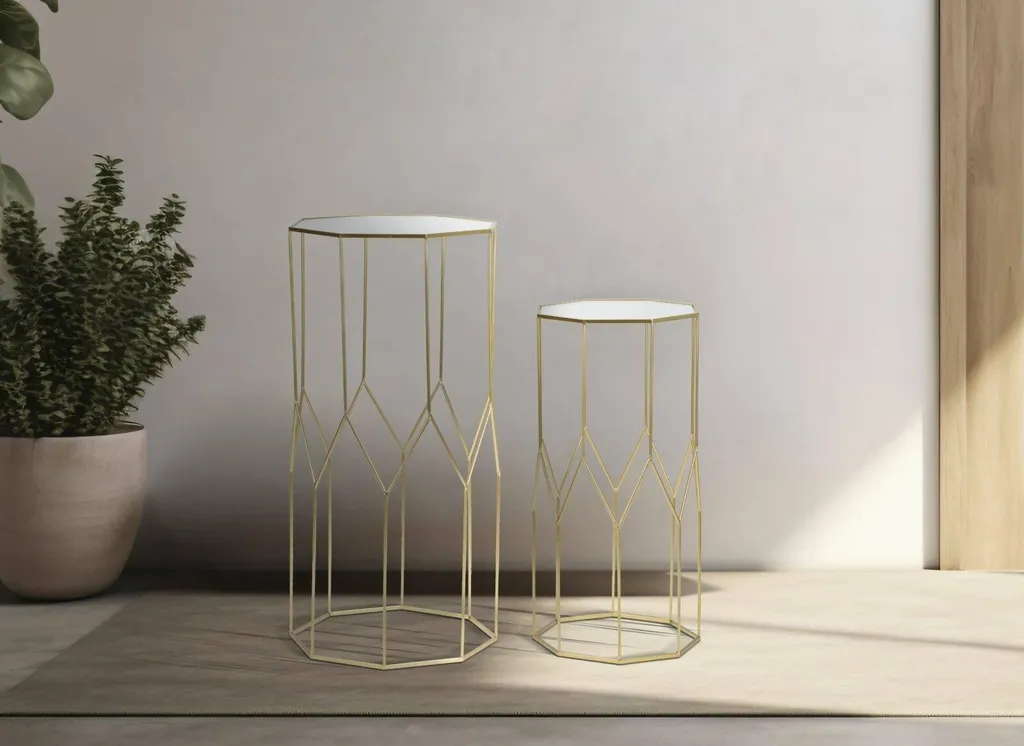 Table basse rectangulaire dorée George, meuble chic 50x46x100 cm - 2
