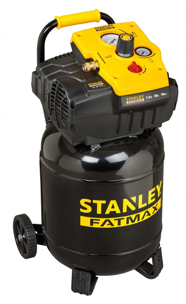 Stanley Kompressor TAB 200/10/30VW FM - Luftkompressor 10Bar - 30L - 180L/Min - ölfrei - mit Handgriff und Rädern - Schwarz
