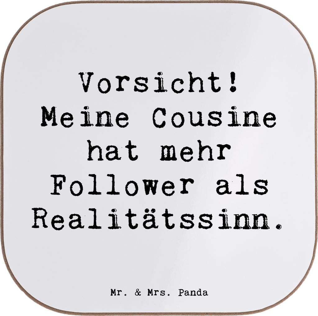 Mr. & Mrs. Panda Bieruntersetzer personalisiert Cousine Influencer - Weiß - Geschenk, untersetzer, Bierdeckel bedruckt, Humor, persönliche Erinne...