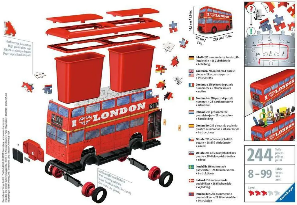 Jeu de Construction Puzzle 3D London Bus - Activité Créative dès 10 Ans