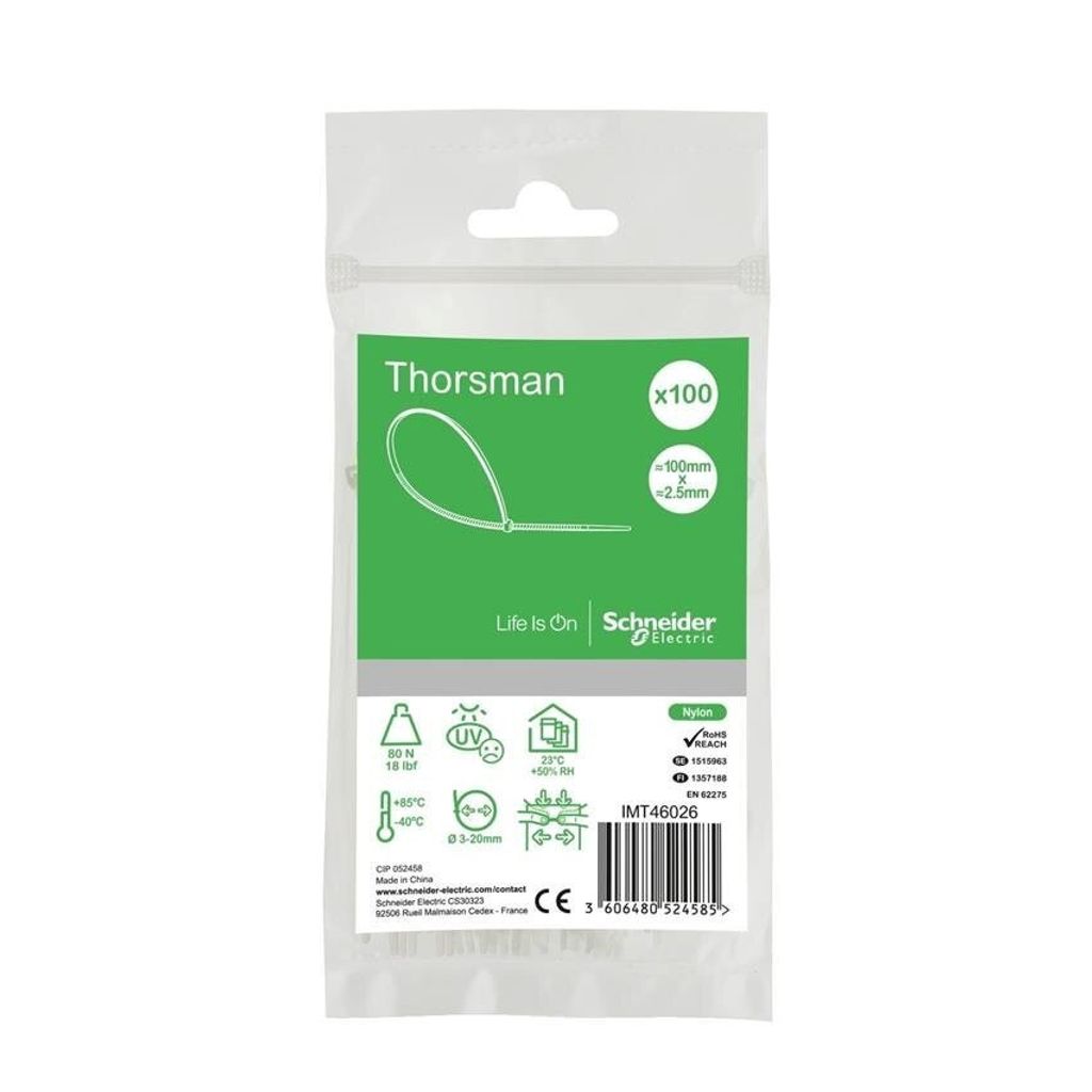 Schneider Electric Kabelbinder Thorsman, Abmessung: 100X2,5 mm, VPE=100 Stück Farbe: klar IMT46401