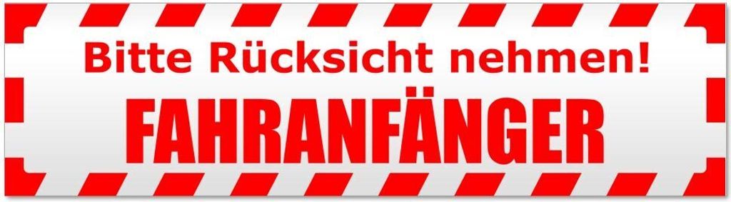 Kiwistar - Autoaufkleber - Rot - 45 x 12 cm - Bitte Rücksicht nehmen. Fahranfänger gestreift - Hinweis Aufkleber Sticker für Auto, Kfz, Fahrrad,...