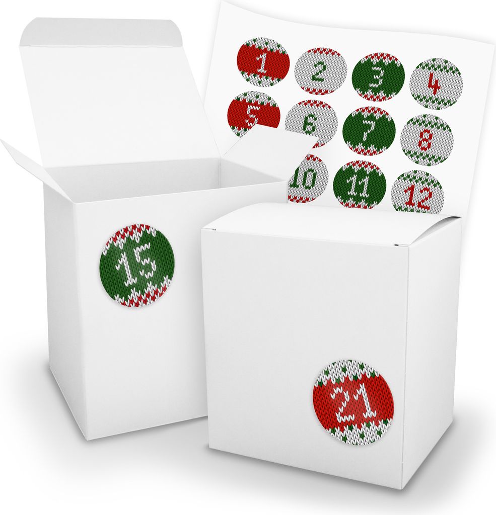 Adventskalender zum Füllen 24x XL Würfel 11x9x12cm WEIß + Produktbild 