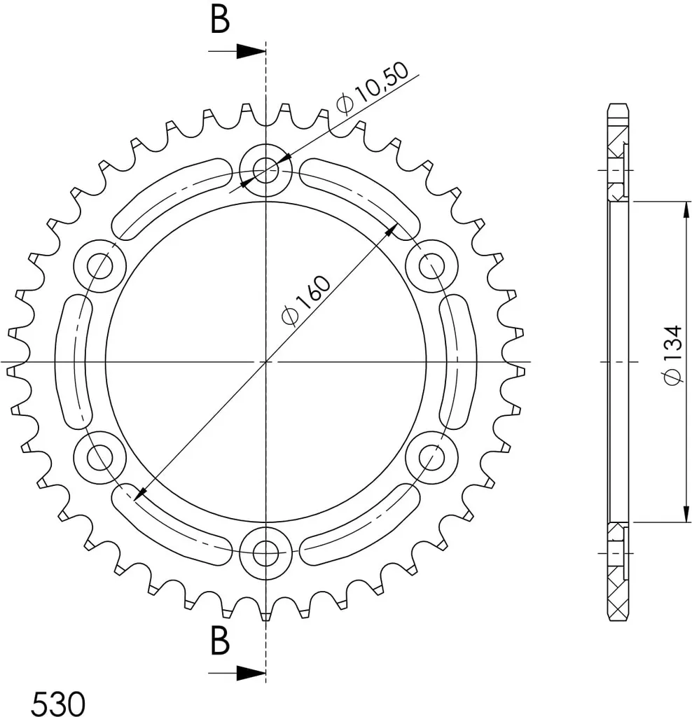 Couronne Alu Supersprox 530 - 41 dents noire RAL-1306:41-BLK Pro