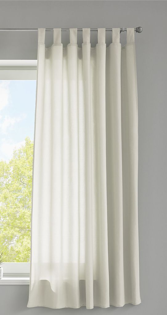 1er Set Vorhang Schal Schlaufen »Berlin« HxB 175x140 cm Creme Blickdicht Microsatin Lichtdurchlässig Kräuselband Uni Matt, 20400N