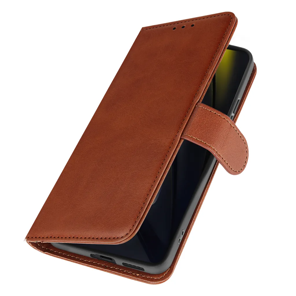 Avizar, cover portafoglio Xiaomi Poco F6 funzione stand, vintage, marrone chiaro
