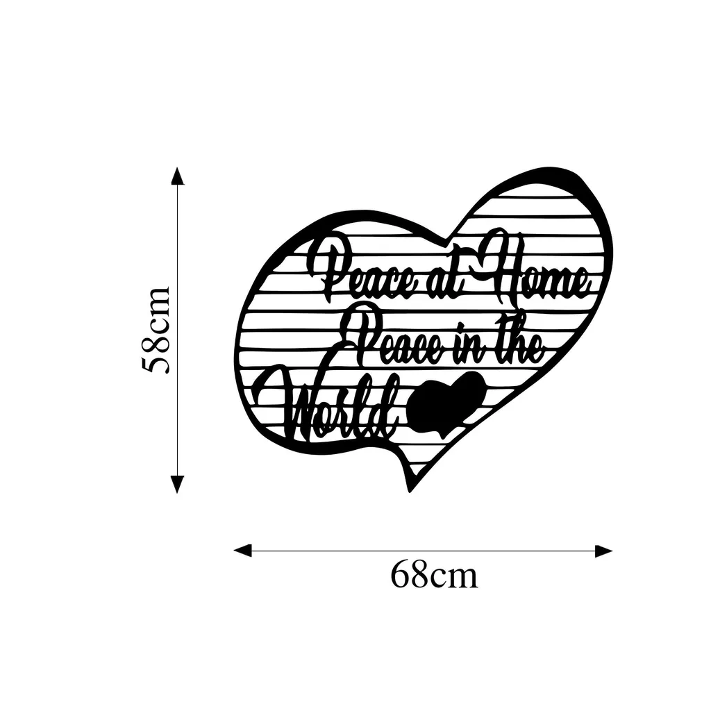 Ornement Mural Métallique Noir 68x58 cm Wallity Peace SKL2439 Ultra Fin - 5