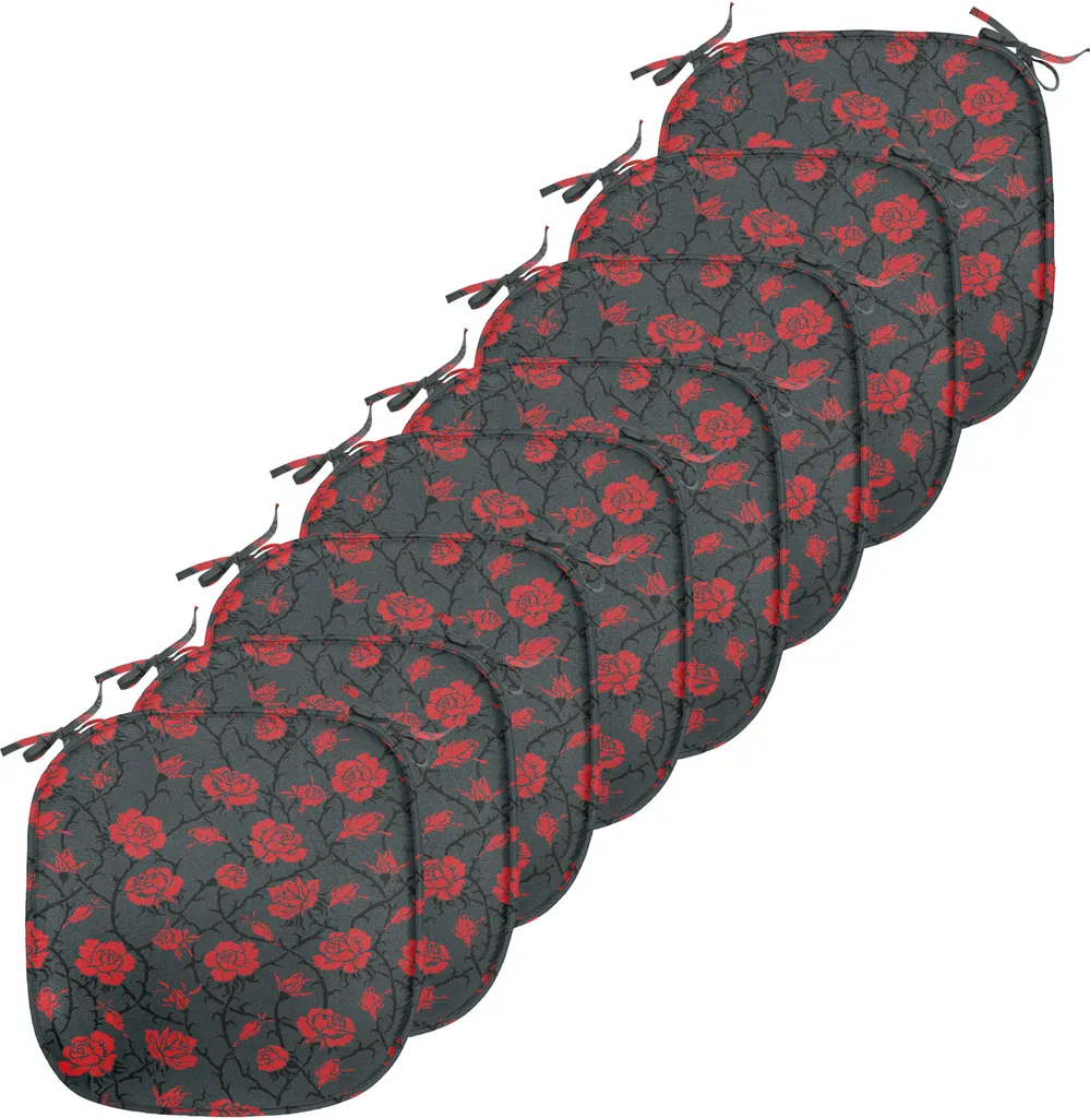 Coussin décoratif avec sangles pour chaise de cuisine - Rouge et Gris