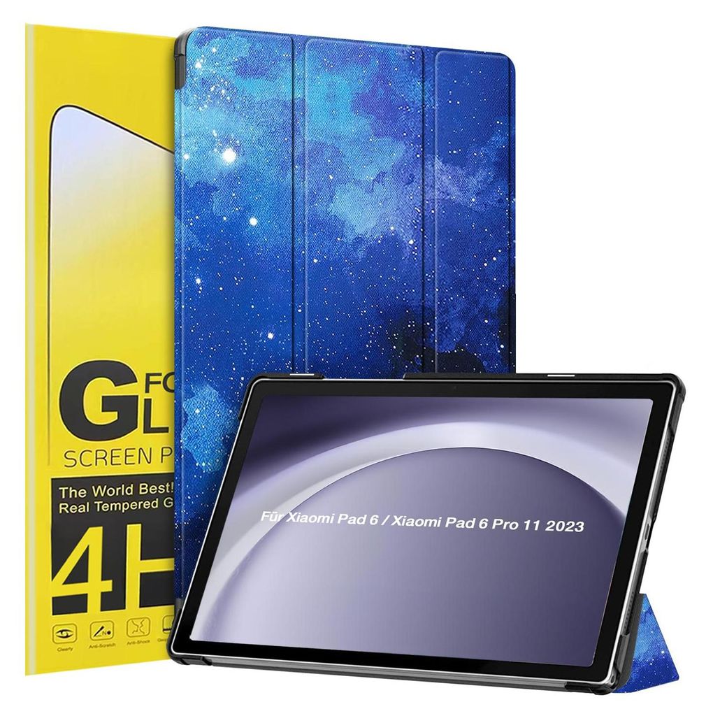 Schutzhülle + 2x 4H Displayfolie für Xiaomi Pad 6 / 6 Pro 11.0 Zoll Cover Case Schutz Tablet Farbe: Starry Sky