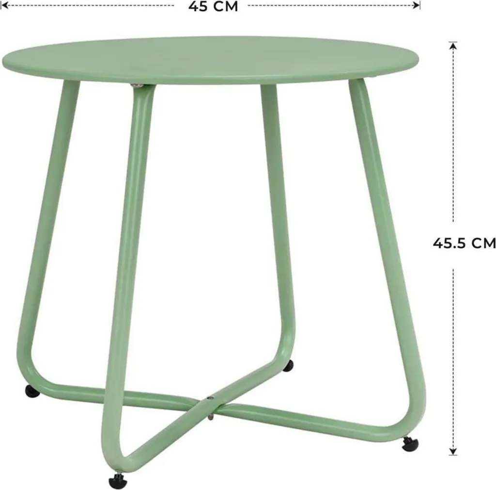 Table d'Appoint Extérieure Résistante Vert Sauge - Table Ronde Jardin - 3
