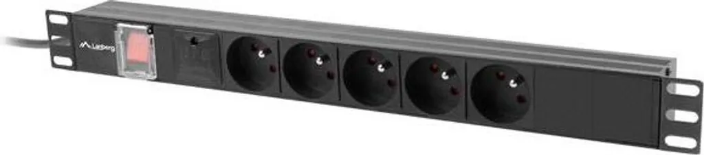 Lanberg PDU-05E-0200-IEC-BK 1U: Multipresa Rack 5 Prese IEC C13 Nera