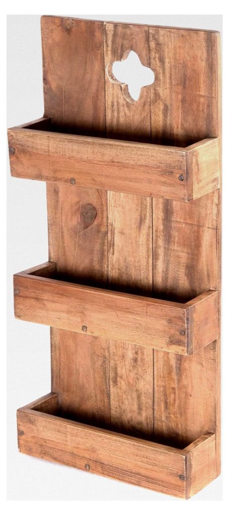Wandregal Daya | 65 cm, 3 Etagen, Massivholz | Holzregal für Bad, Organizer, Briefe