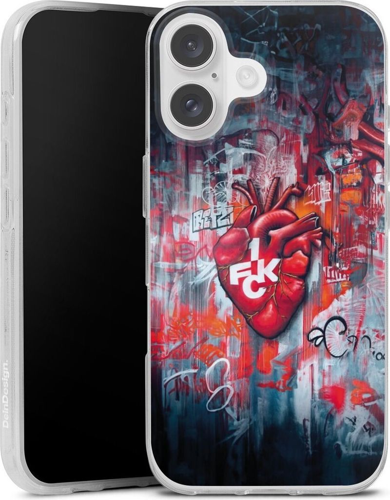 DeinDesign Handyhülle für Apple iPhone 16 Silikon Hülle Case Smartphone Schutzhülle 1. FC Kaiserslautern 1. FCK Herz