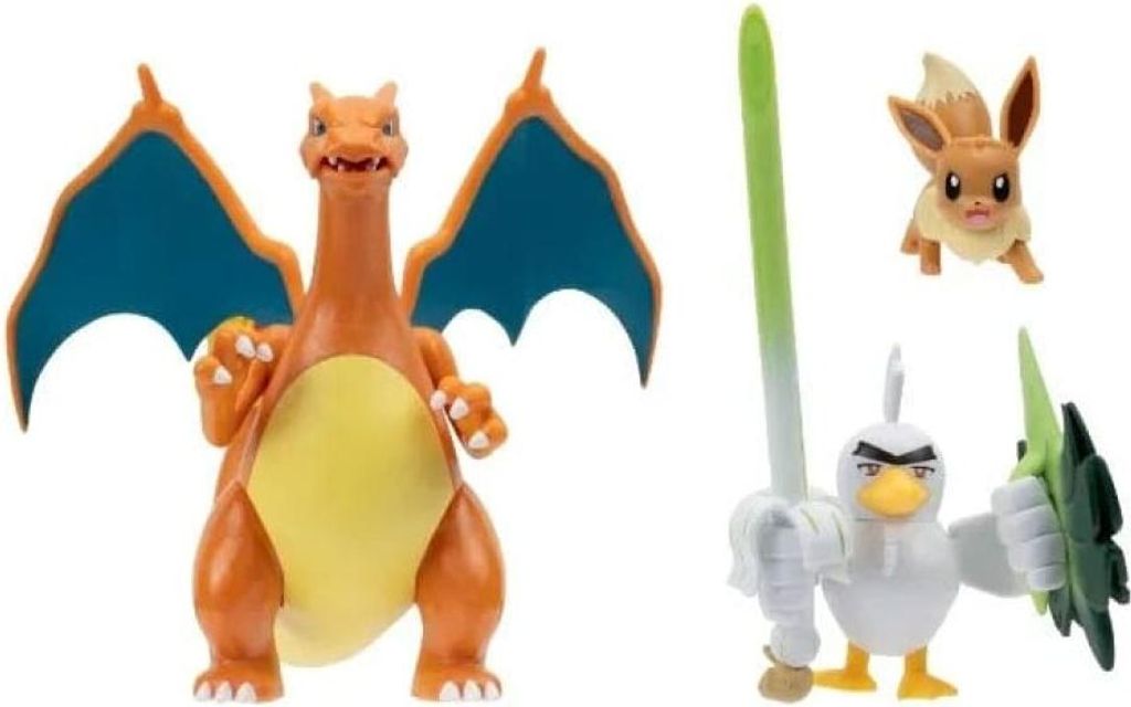 Pokémon Figuren 3er-Pack Evoli, Lauchzelot & Glurak Produktbild 