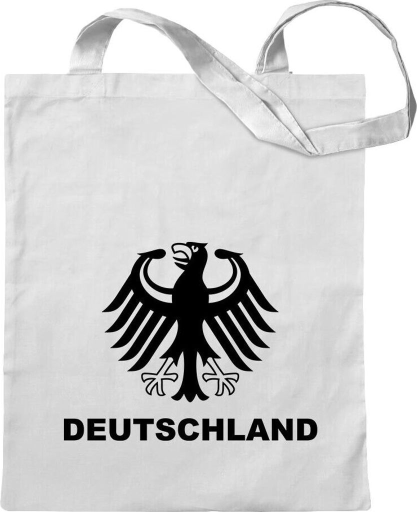 Kiwistar - Baumwolltasche - weiss - Deutschland Bundesadler - Tragetasche Stoffbeutel Umhängetasche langer Henkel