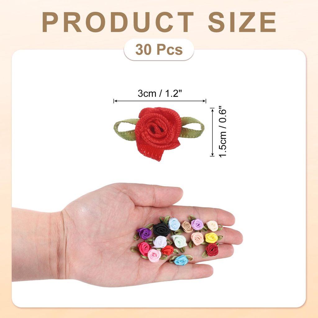 30 Stš¹ck Rote Kš¹nstliche Mini Schleifen Blumen 5/8"x1-3/16" Mini-Rosen Schleifen Rosen mit Blatt Deko Stoffblumen Satinband fš¹r N?hen Verp...