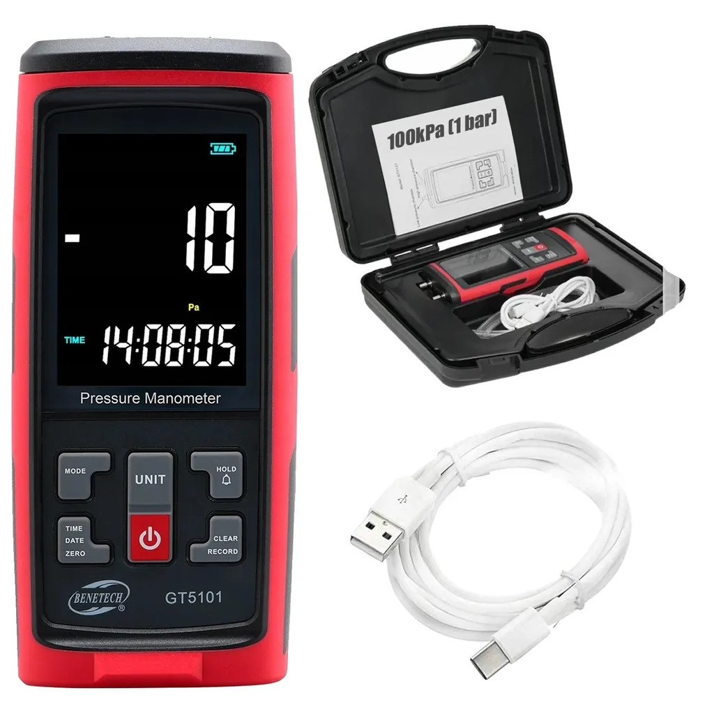 Manomètre USB rouge multi-unités pour mesure de pression différentielle