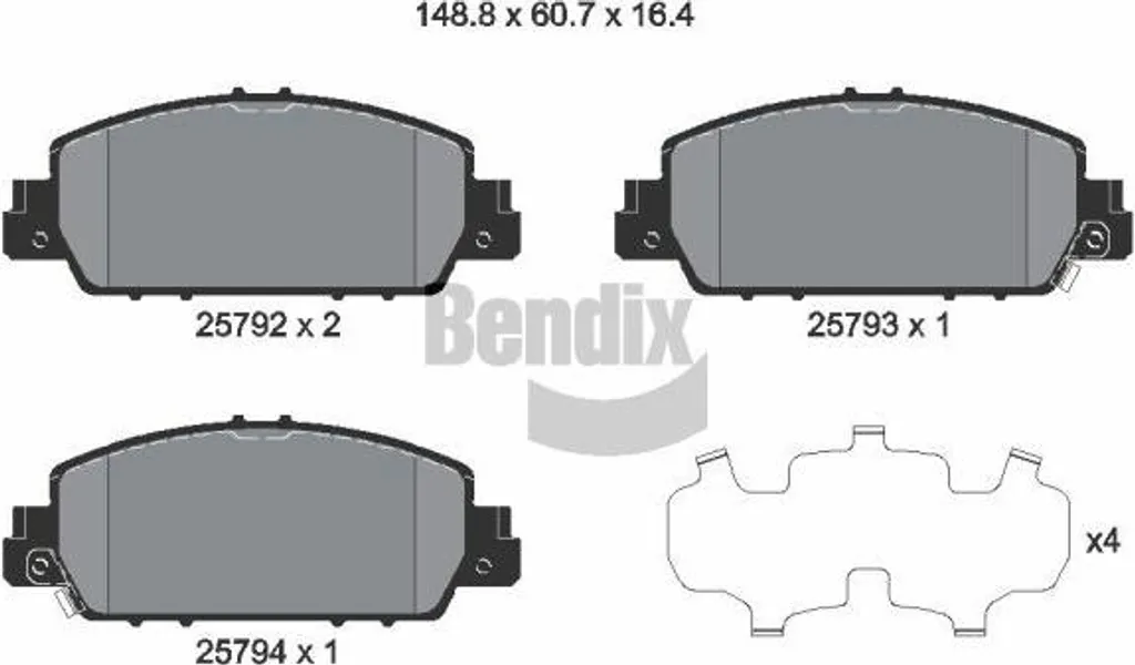 Plaquettes de frein haute friction BENDIX BPD2268 pour OE 45022T2GA00