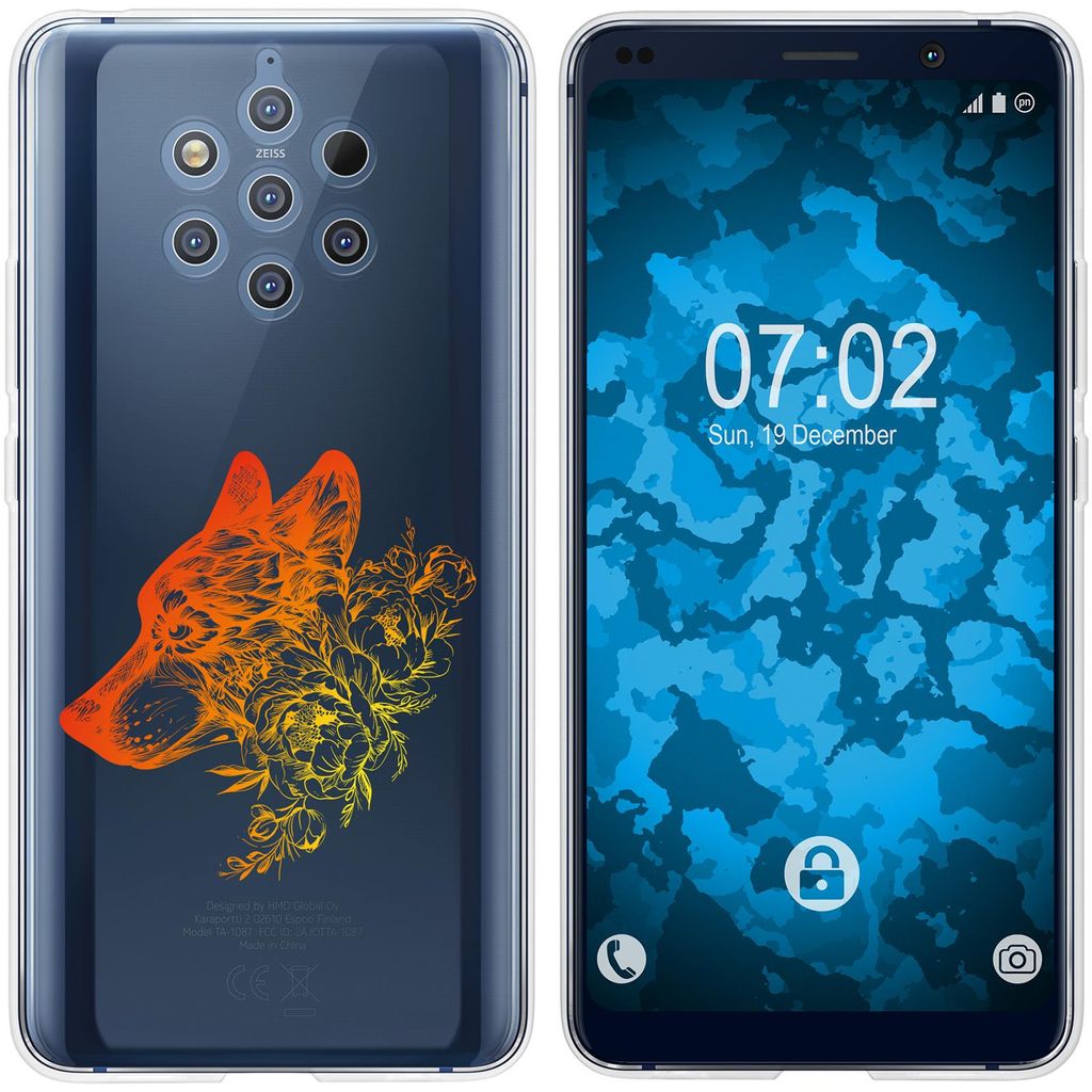 PhoneNatic Case kompatibel mit Nokia 9 PureView Silikon-Hülle Floral Wolf M3-2