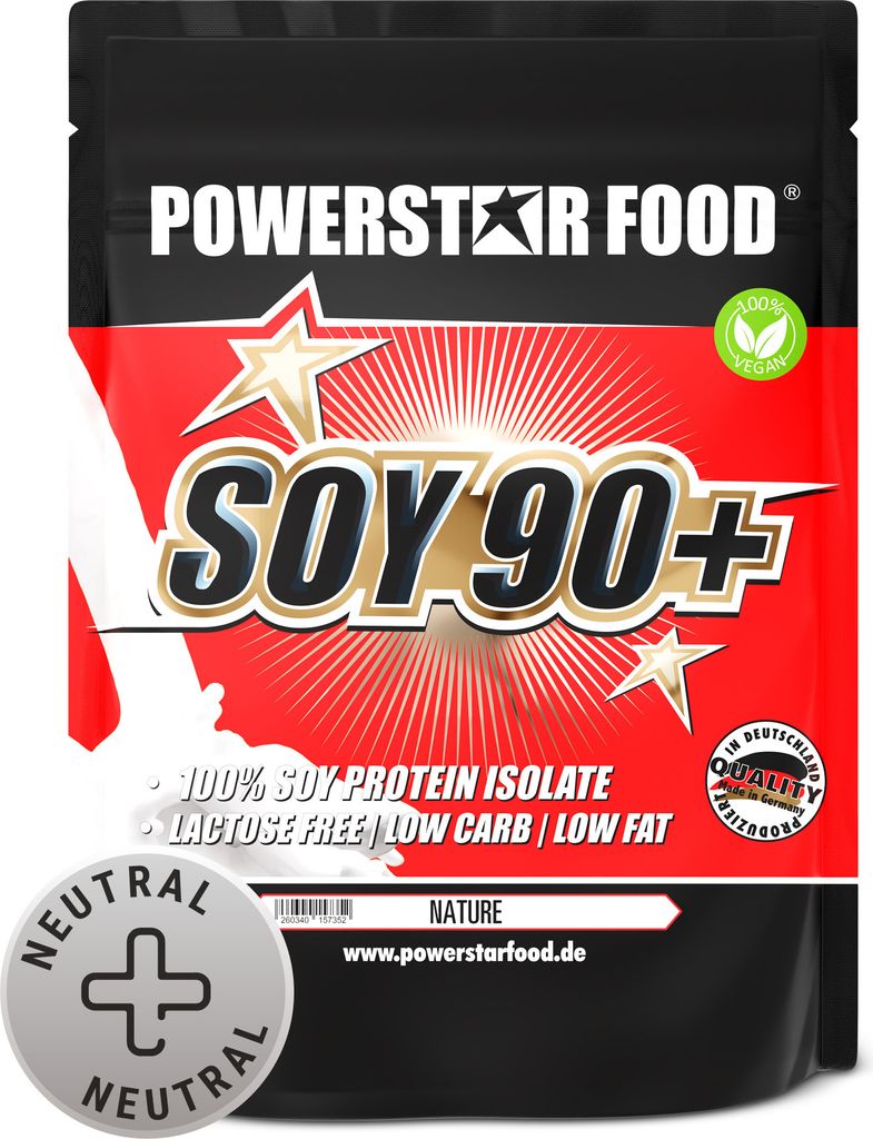 Powerstar SOY 90+ | 1kg Soja-Protein-Isolat | Gentechnisch unverändert & GMO-frei | Veganes Eiweiß-Pulver zum Muskelaufbau | Nature