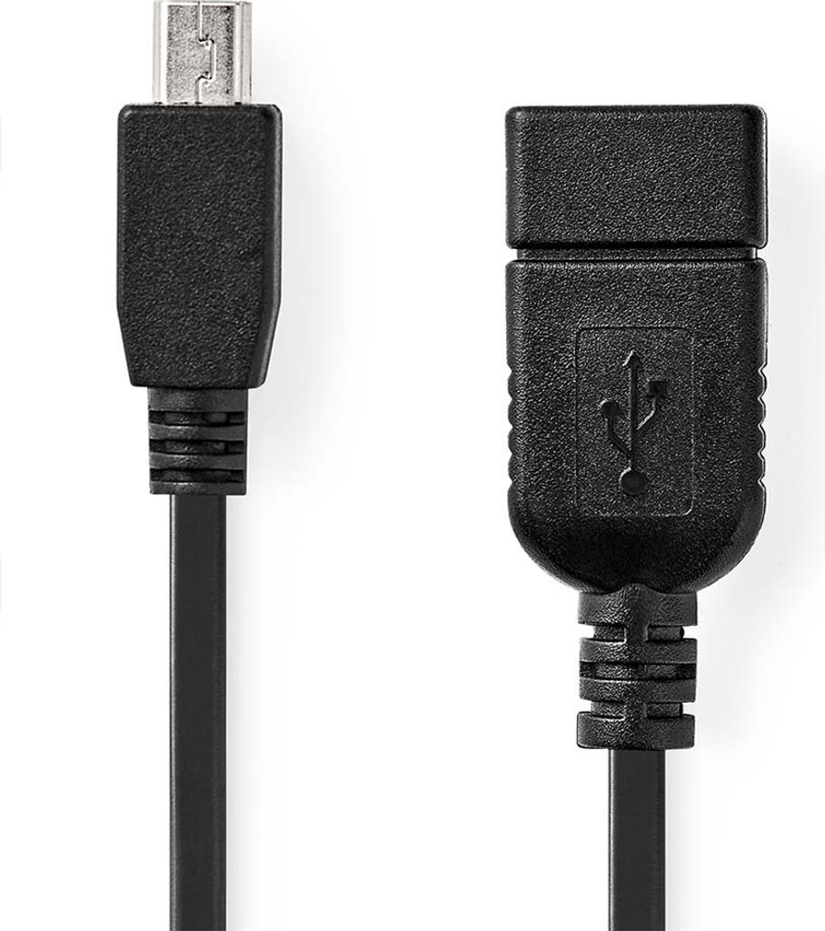 Nedis USB-Adapter - USB 2.0 - Mini 5-Pin Stecker - USB-A Buchse - 480 Mbps - OTG - 0.20 m - Rund - Vernickelt - Schwarz - Box