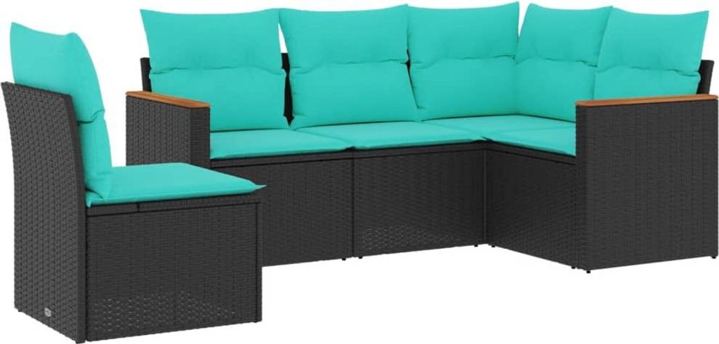 "SALE 2026" 5-teiliges Gartensofa-set - elegantes Design - Sitzgruppe mit Sofa, Tisch - mit Kissen, schwarzes Polyrattan - Terassenmöbel DEMöbel4...