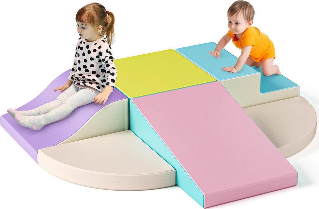 Softplay Schaumstoff-Bausteine für Kinder - Set 6 Stück - Motoriktraining ab 3 Jahren - PolyurethanOberfläche, EPE-Füllung - Kita/Indoor-Spielp...